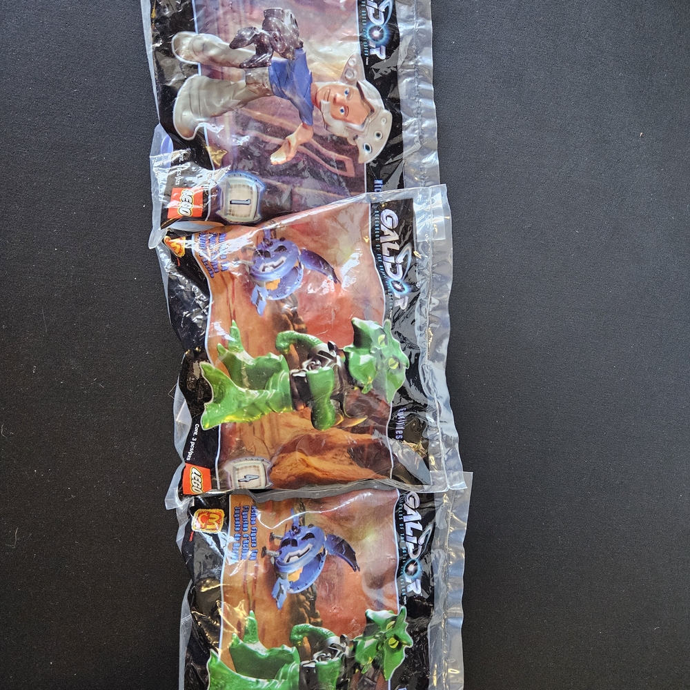 Sealed Lot of 3 McDonald's Lego Galidor Happy Meal Toy Action Figures 2002